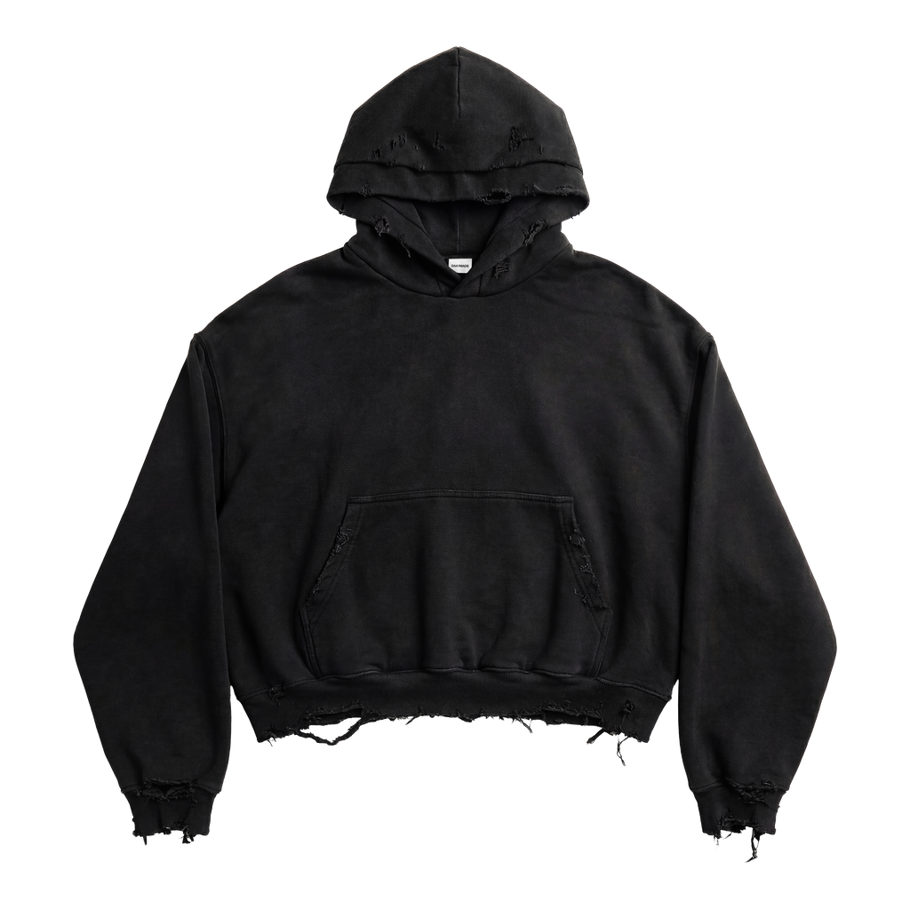 DISTRESSED PULLOVER HOODIE