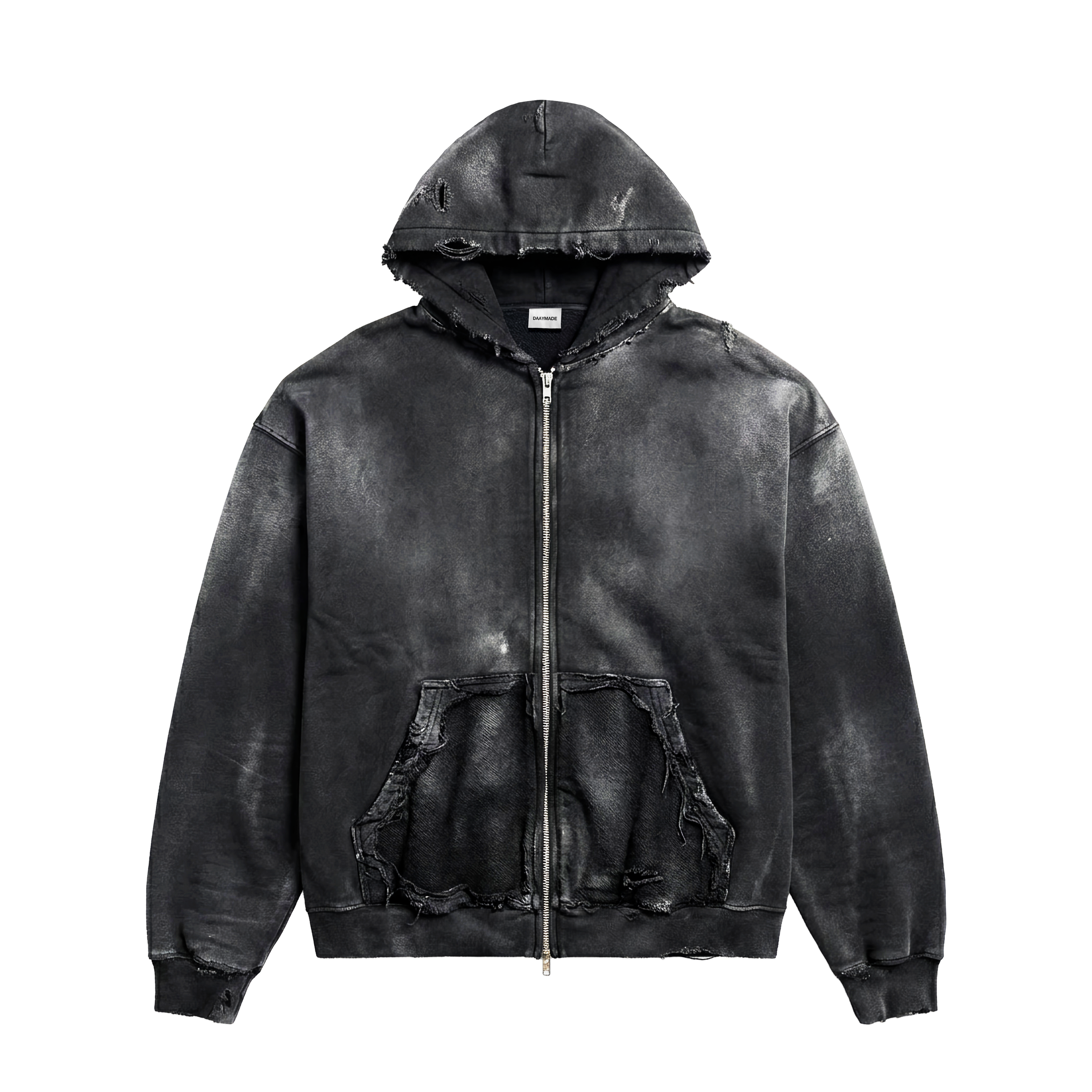 DESTROYED ZIP HOODIE MOCKUP